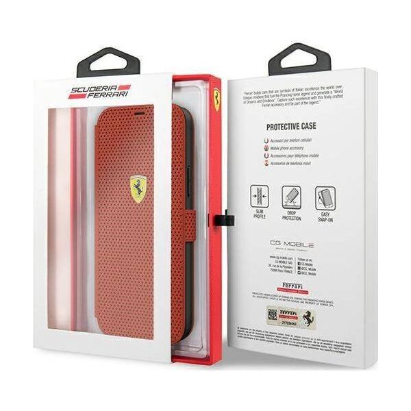 Ferrari Ferrari FESPEFLBKP12SRE iPhone 12 mini 5,4" czerwony/red book On Track Perforated