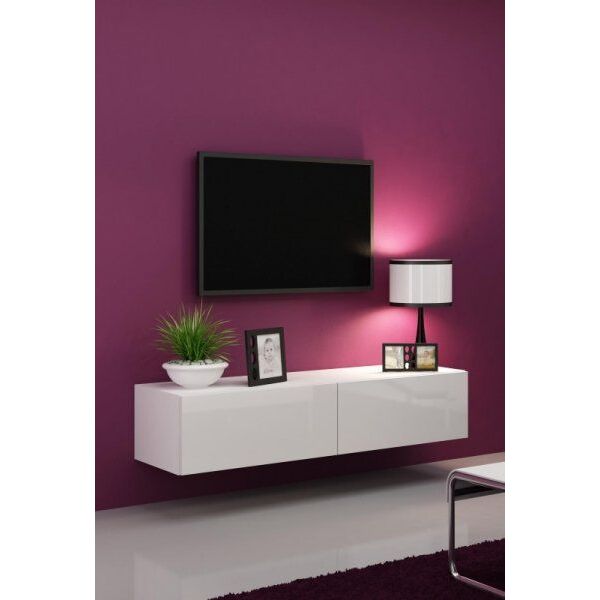 Cama Meble Szafka RTV VIGO '140' 30/140/40 biały/biały połysk