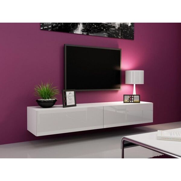 Cama Meble Szafka RTV VIGO '180' 30/180/40 biały/ biały połysk