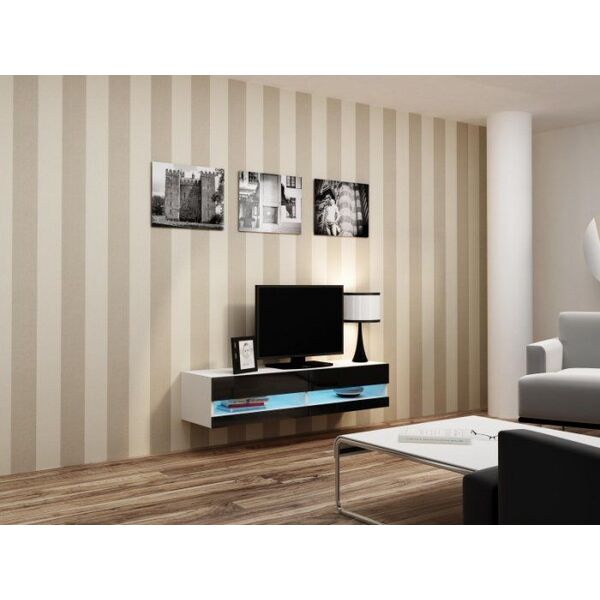 Cama Meble Szafka RTV VIGO NEW '140' 30/140/40 biały/czar.poł