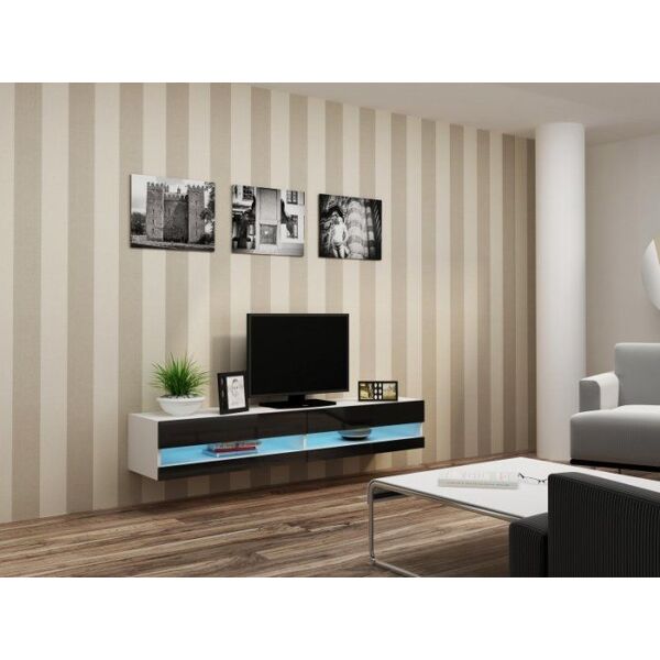 Cama Meble Szafka RTV VIGO NEW '180' 30/180/40 biały/czarny pł