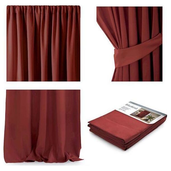 AmeliaHome Zasłona Blackout na taśmie Brudny róż 140X270