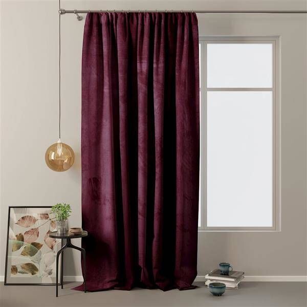 AmeliaHome Zasłona Velvet na taśmie Burgund 140X270