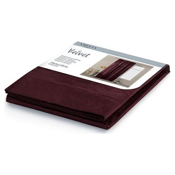 AmeliaHome Zasłona Velvet na taśmie Burgund 140X270