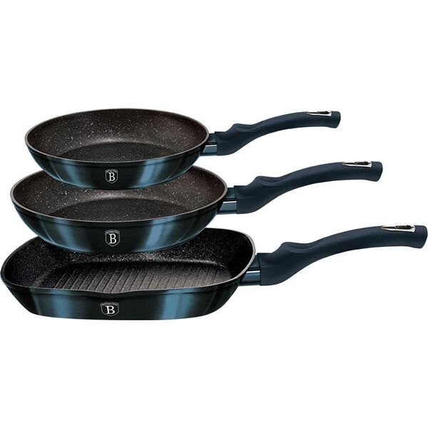 Patelnia Berlinger Haus grillowa Żeliwna 20 24 28cm 3szt.