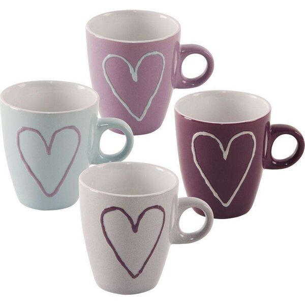 Orion Kubek ceramiczny w serca zestaw kubków do kawy herbaty 4 sztuki 230 ml
