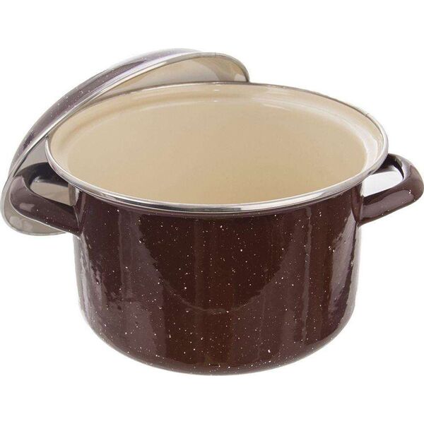 Orion Garnek emaliowany brązowy 18 cm 2.5l pokrywa