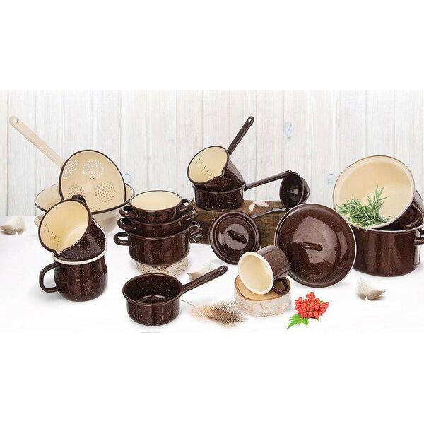 Orion Garnek emaliowany brązowy 18 cm 2.5l pokrywa