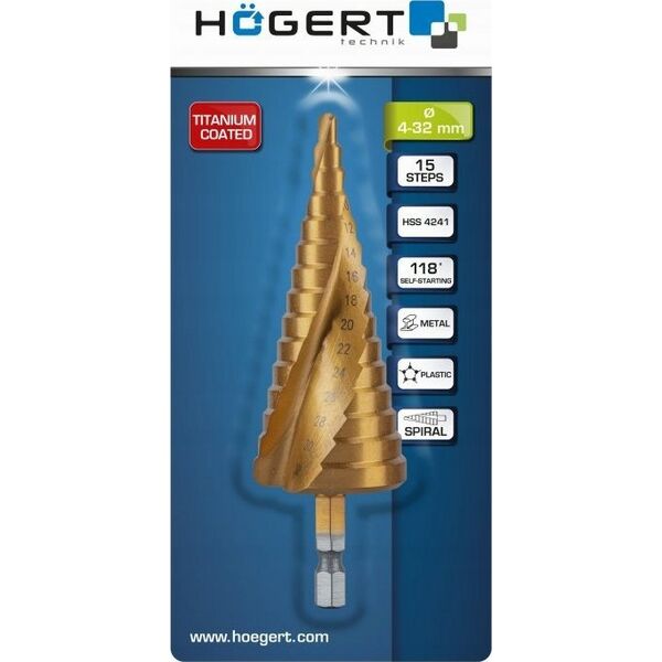 Wiertło Högert Technik Wiertło stopniowe 4-32 mm