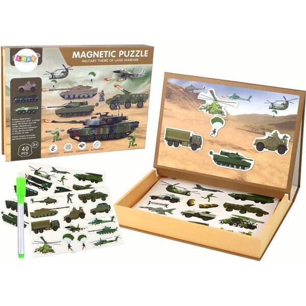 LeanToys Zestaw Edukacyjnych Puzzli Magnetycznych Z Motywem Wojny Lądowej