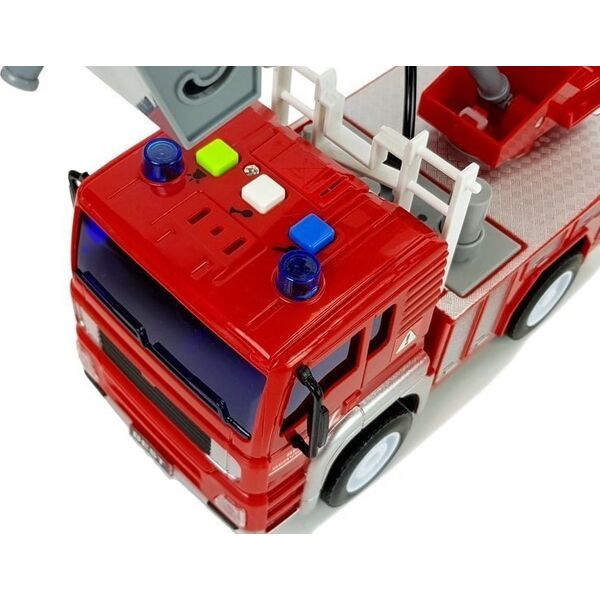 Wóz Strażacki z Naciągiem, Drabiną, Czerwony 1:20 z Dźwiękiem LEAN Toys
