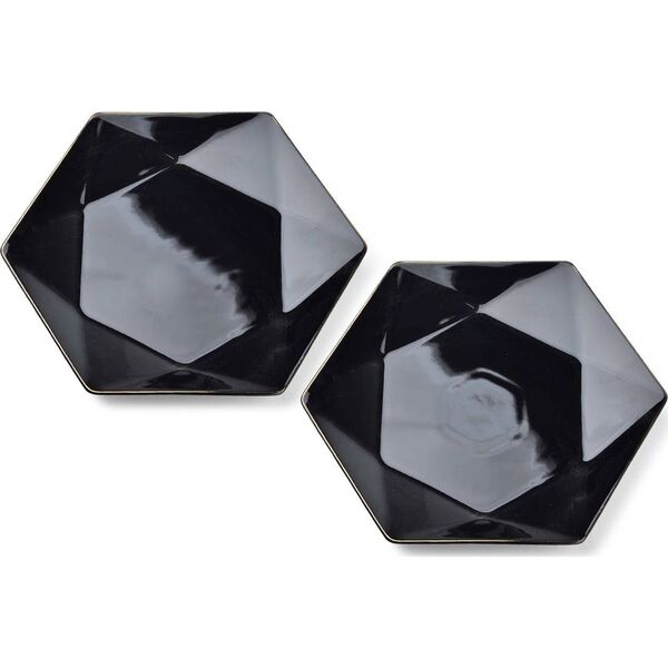 Affek Design RALPH BLACK Kpl.2 talerzy płaskie 32,5x 28.5cm x h3cm