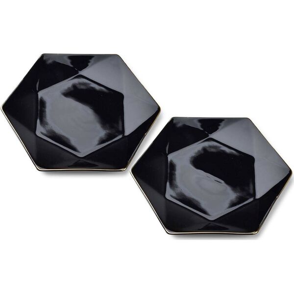 Affek Design RALPH BLACK Kpl.2 talerzy deserowych 24,5cm x 21cm x h2cm
