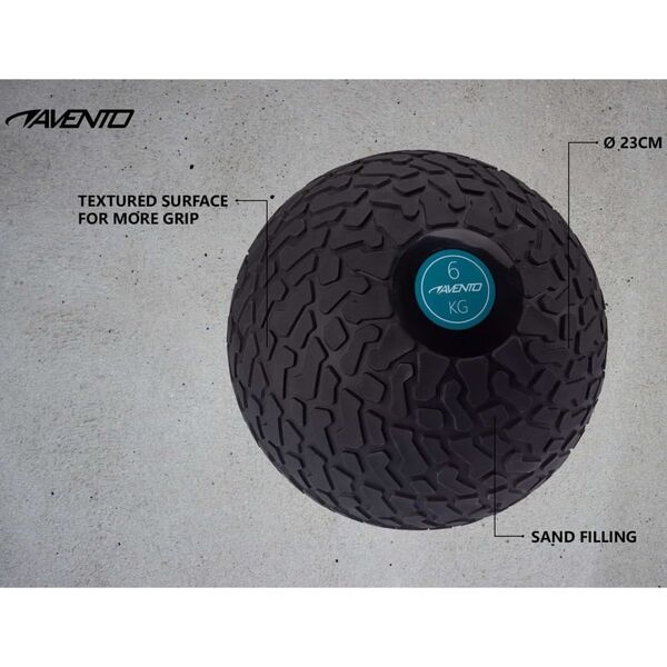 Avento Avento Piłka slam ball z teksturowaną powierzchnią, 6 kg, czarna