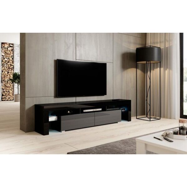 Cama Meble Szafka RTV TORO 200 czarny/ szary połysk
