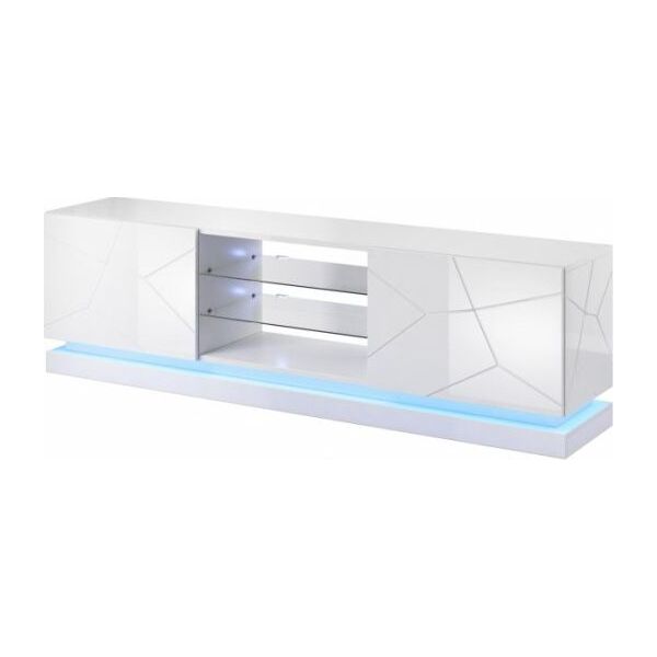 Cama Meble Szafka RTV QIU 200 MDF biały połysk/ biały połysk