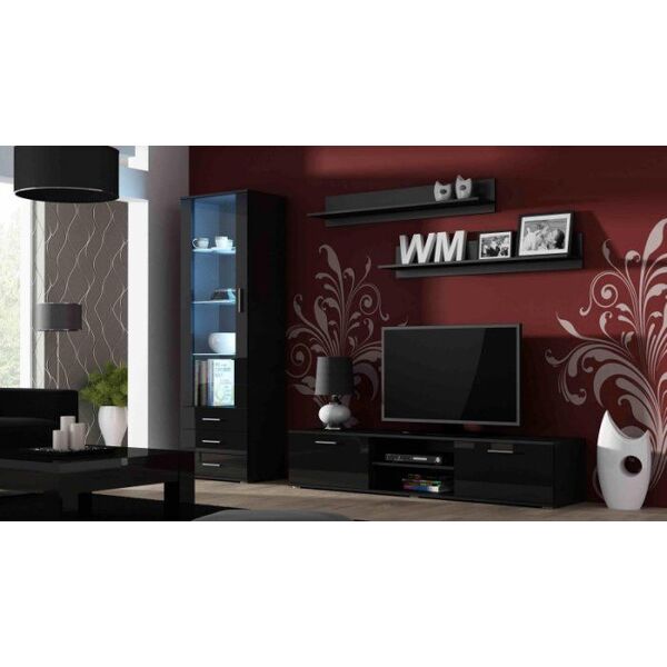 Cama Meble Szafka RTV SOHO 180 czarny/ czarny połysk