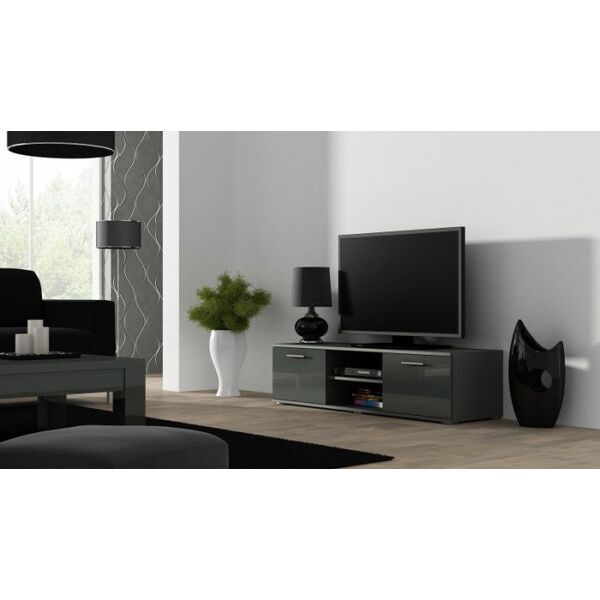 Cama Meble Szafka RTV SOHO 140 szary/ szary połysk