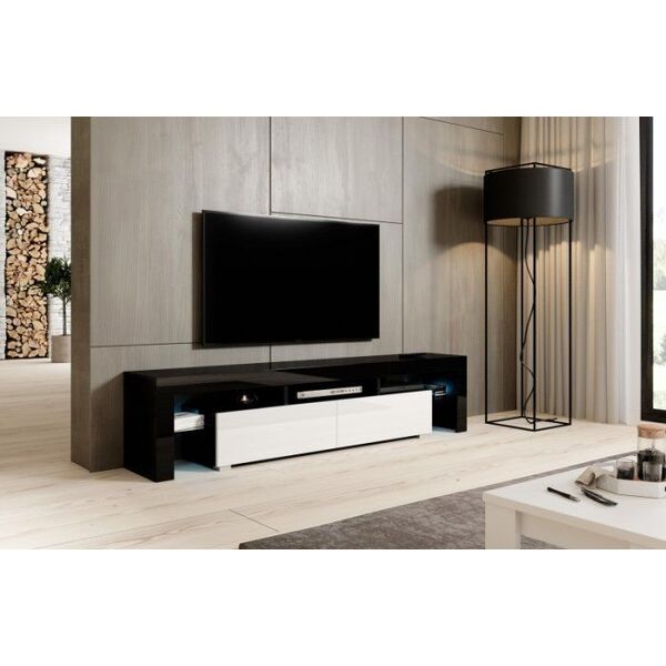 Cama Meble Szafka RTV TORO 200 czarny/ biały połysk