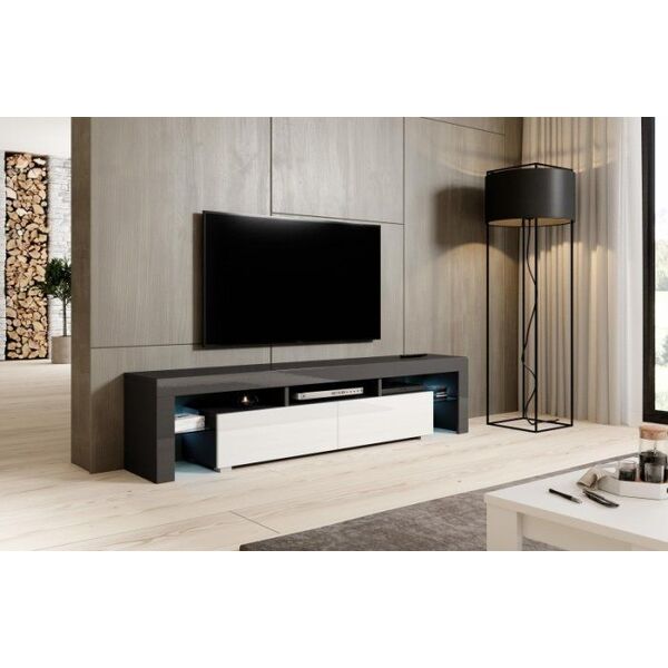Cama Meble Szafka RTV TORO 200 szary/ biały połysk
