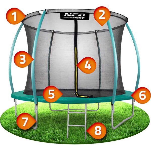 Trampolina ogrodowa Neo-Sport NS-08C181 z siatką wewnętrzną 8.5 FT 252 cm