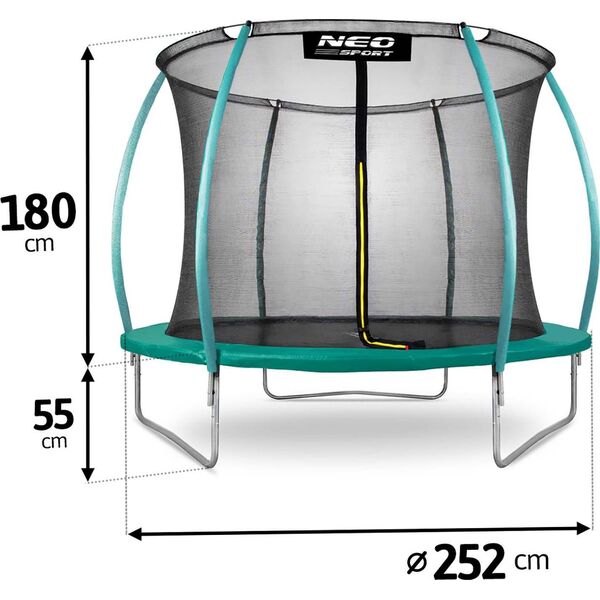 Trampolina ogrodowa Neo-Sport NS-08C181 z siatką wewnętrzną 8.5 FT 252 cm