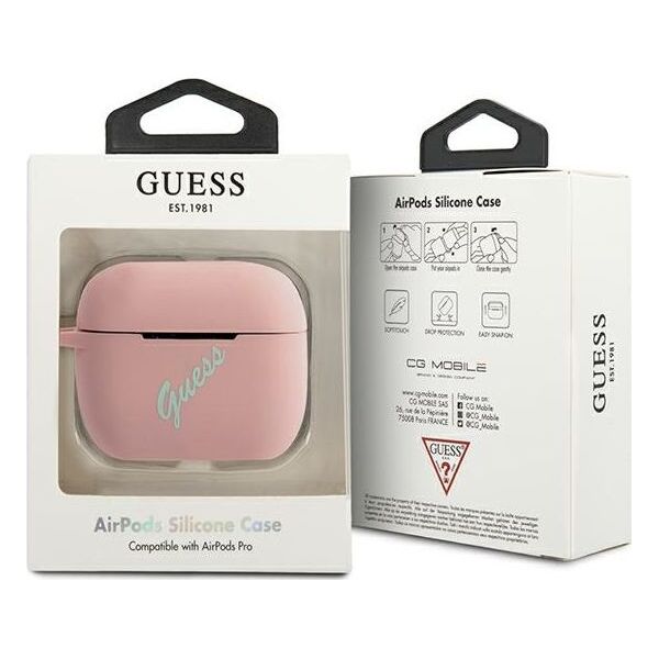 Guess Etui ochronne GUACAPLSVSPG Silicone Vintage do AirPods Pro różowo-zielone