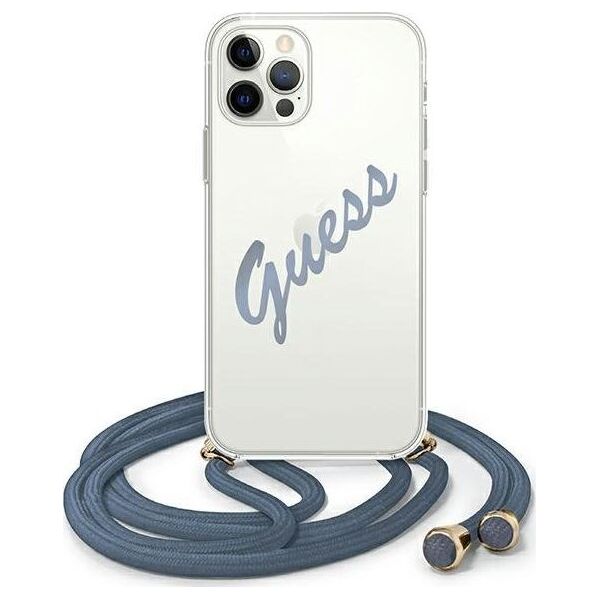 Guess Etui Guess GUHCP12LCRTVSBL Apple iPhone 12 Pro Max niebieski/blue hardcase Script Vintage