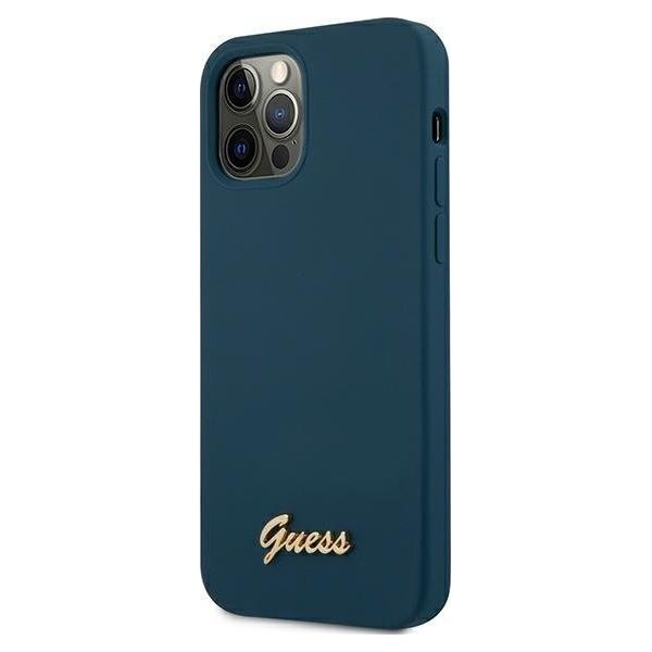 Guess Etui Guess GUHCP12LLSLMGBL Apple iPhone 12 Pro Max niebieski/blue hardcase Metal Logo Script
