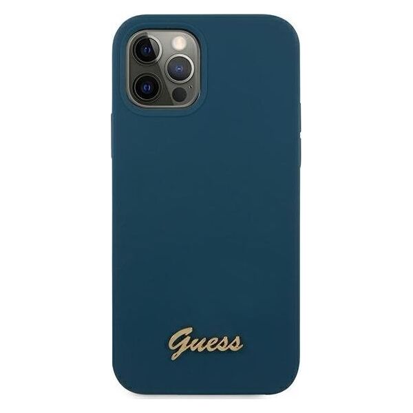 Guess Etui Guess GUHCP12LLSLMGBL Apple iPhone 12 Pro Max niebieski/blue hardcase Metal Logo Script