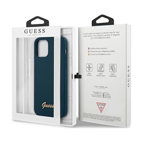 Guess Etui Guess GUHCP12LLSLMGBL Apple iPhone 12 Pro Max niebieski/blue hardcase Metal Logo Script