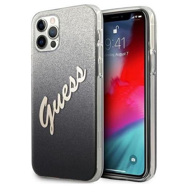 Guess Etui Guess GUHCP12LPCUGLSBK Apple iPhone 12 Pro Max czarny/black hardcase Glitter Gradient Script