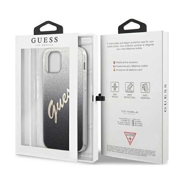 Guess Etui Guess GUHCP12LPCUGLSBK Apple iPhone 12 Pro Max czarny/black hardcase Glitter Gradient Script
