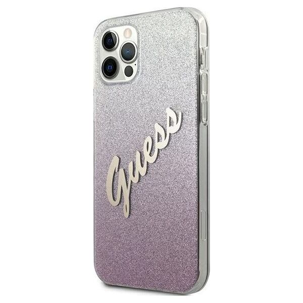 Guess Etui Guess GUHCP12LPCUGLSPI Apple iPhone 12 Pro Max różowy/pink hardcase Glitter Gradient Script