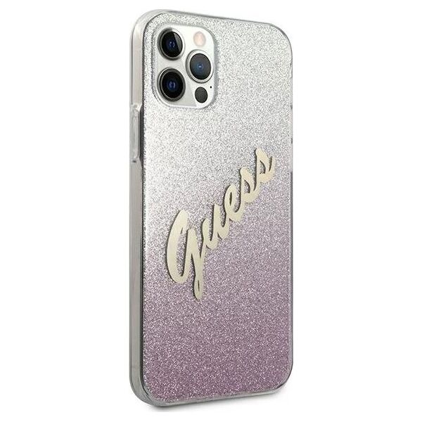 Guess Etui Guess GUHCP12LPCUGLSPI Apple iPhone 12 Pro Max różowy/pink hardcase Glitter Gradient Script