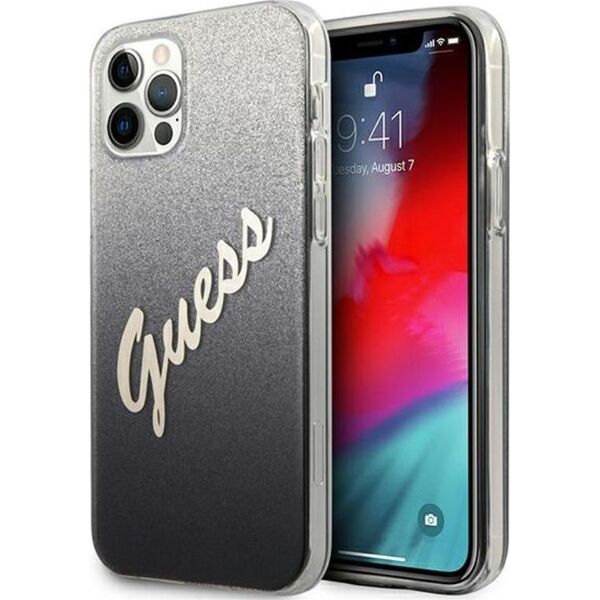 Guess Etui Guess GUHCP12MPCUGLSBK Apple iPhone 12/12 Pro czarny/black hardcase Glitter Gradient Script