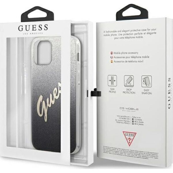 Guess Etui Guess GUHCP12MPCUGLSBK Apple iPhone 12/12 Pro czarny/black hardcase Glitter Gradient Script