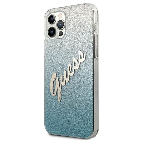 Guess Etui Guess GUHCP12MPCUGLSBL Apple iPhone 12/12 Pro niebieski/blue hardcase Glitter Gradient Script
