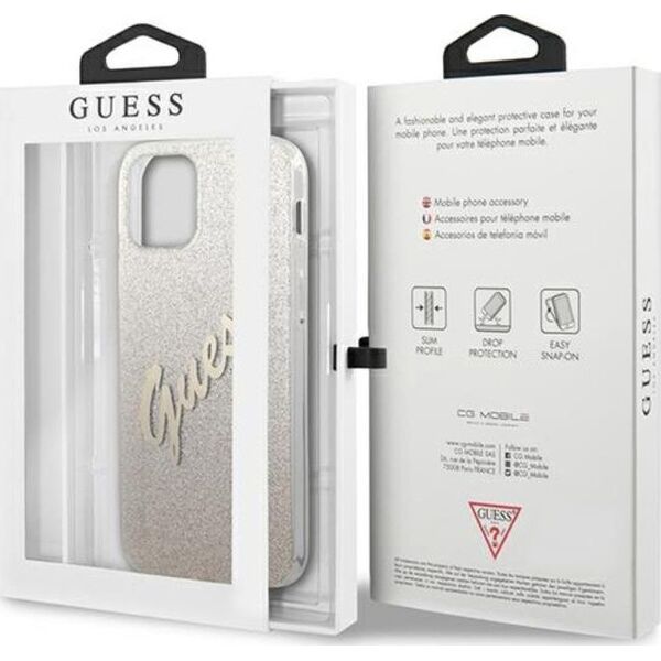 Guess Etui Guess GUHCP12MPCUGLSGO Apple iPhone 12/12 Pro złoty/gold hardcase Glitter Gradient Script