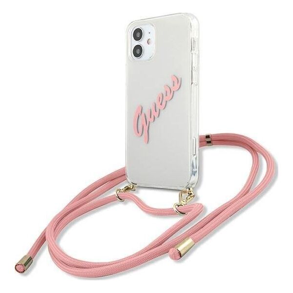 Guess Etui Guess GUHCP12SCRTVSPI Apple iPhone 12 mini różowy/pink hardcase Script Vintage
