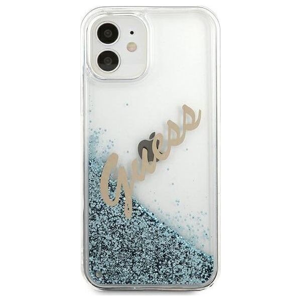 Guess Etui Guess GUHCP12SGLVSBL Apple iPhone 12 mini niebieski/blue hardcase Glitter Vintage Script