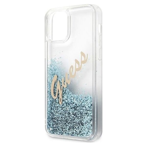 Guess Etui Guess GUHCP12SGLVSBL Apple iPhone 12 mini niebieski/blue hardcase Glitter Vintage Script