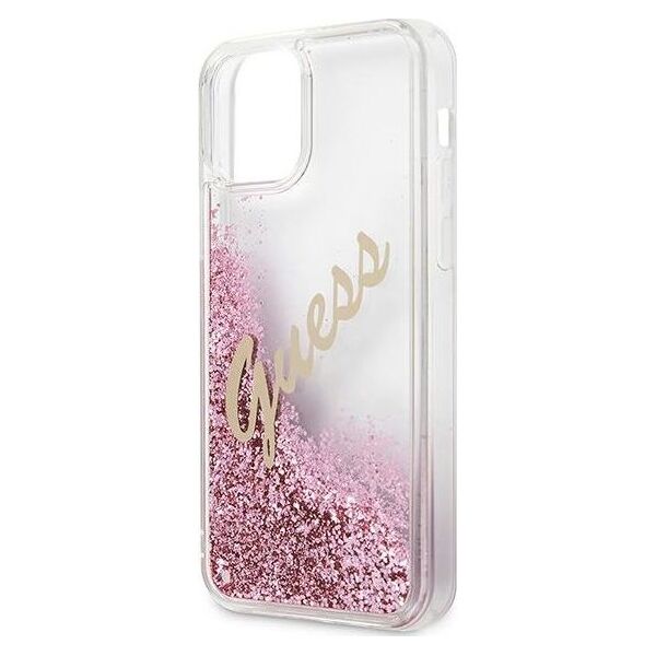 Guess Etui Guess GUHCP12SGLVSPI Apple iPhone 12 mini różowy/pink hardcase Glitter Vintage Script