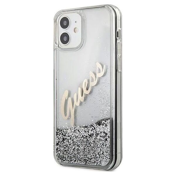Guess Etui Guess GUHCP12SGLVSSI Apple iPhone 12 mini srebrny/silver hardcase Glitter Vintage Script