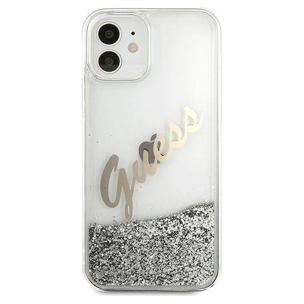 Guess Etui Guess GUHCP12SGLVSSI Apple iPhone 12 mini srebrny/silver hardcase Glitter Vintage Script