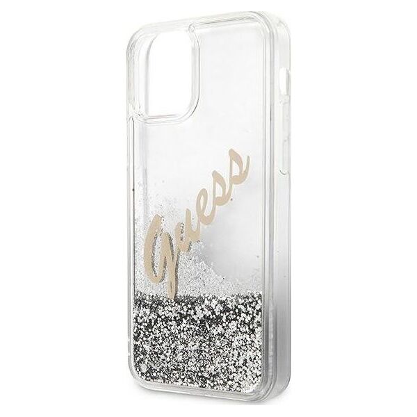 Guess Etui Guess GUHCP12SGLVSSI Apple iPhone 12 mini srebrny/silver hardcase Glitter Vintage Script