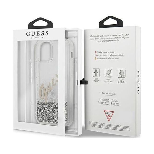 Guess Etui Guess GUHCP12SGLVSSI Apple iPhone 12 mini srebrny/silver hardcase Glitter Vintage Script