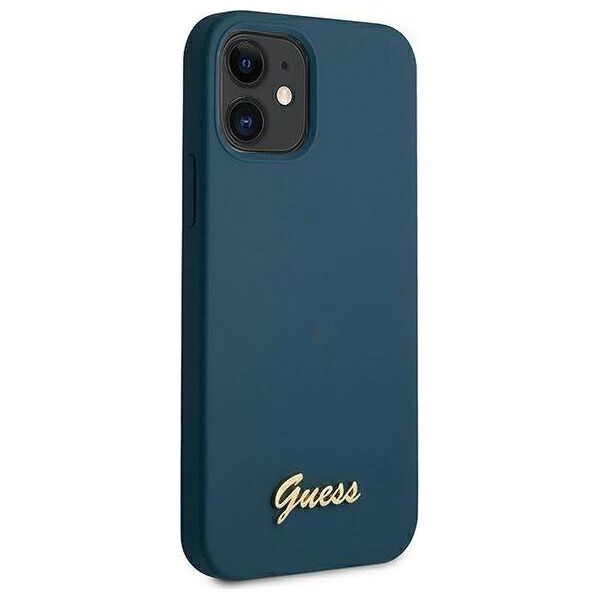 Guess Etui Guess GUHCP12SLSLMGBL Apple iPhone 12 mini niebieski/blue hardcase Metal Logo Script
