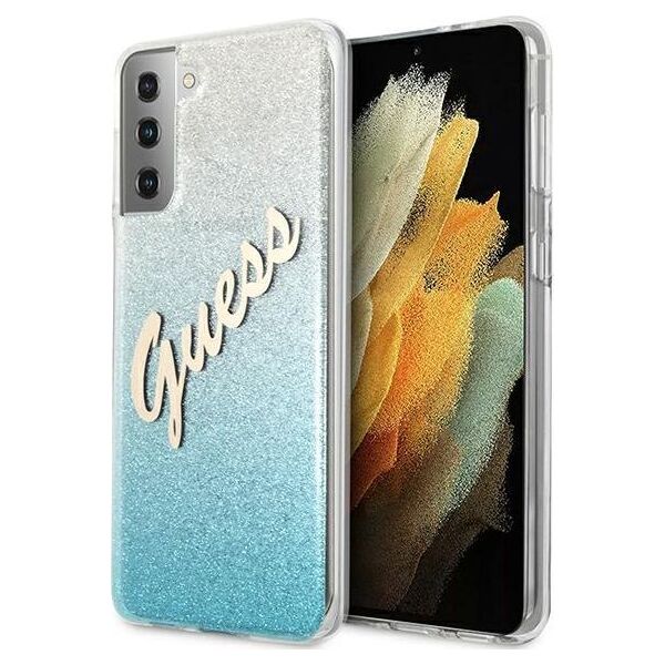 Guess Etui Guess GUHCS21MPCUGLSBL Samsung Galaxy S21+ Plus niebieski/blue hardcase Glitter Gradient Script