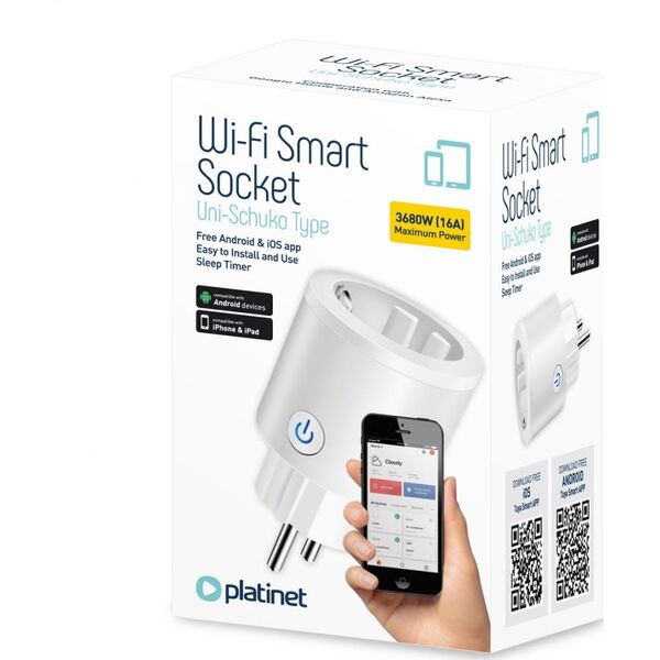Platinet PLATINET SMART HOME PLUG SOCKET UNI-SCHUKO 16A TUYA WHITE [45473]